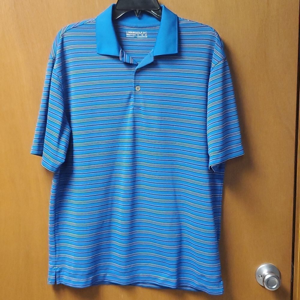 Nike Golf Mens Striped Polo, Medium